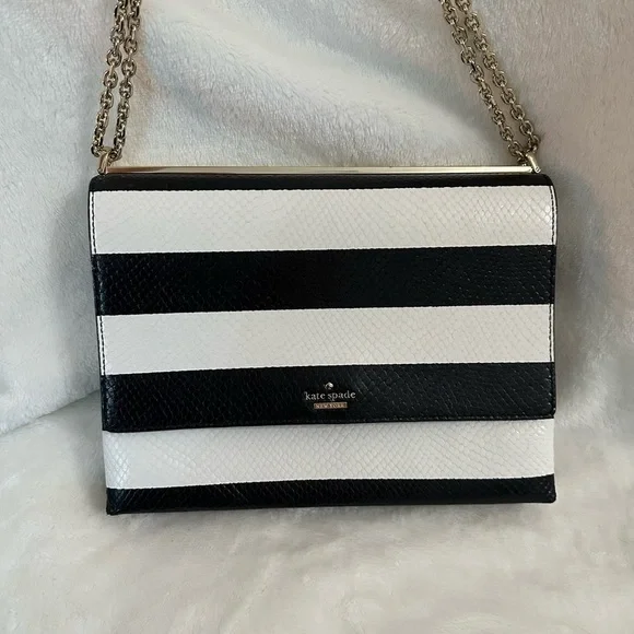 Kate spade embossed leather bag - chic black and white - Picture 11 of 13